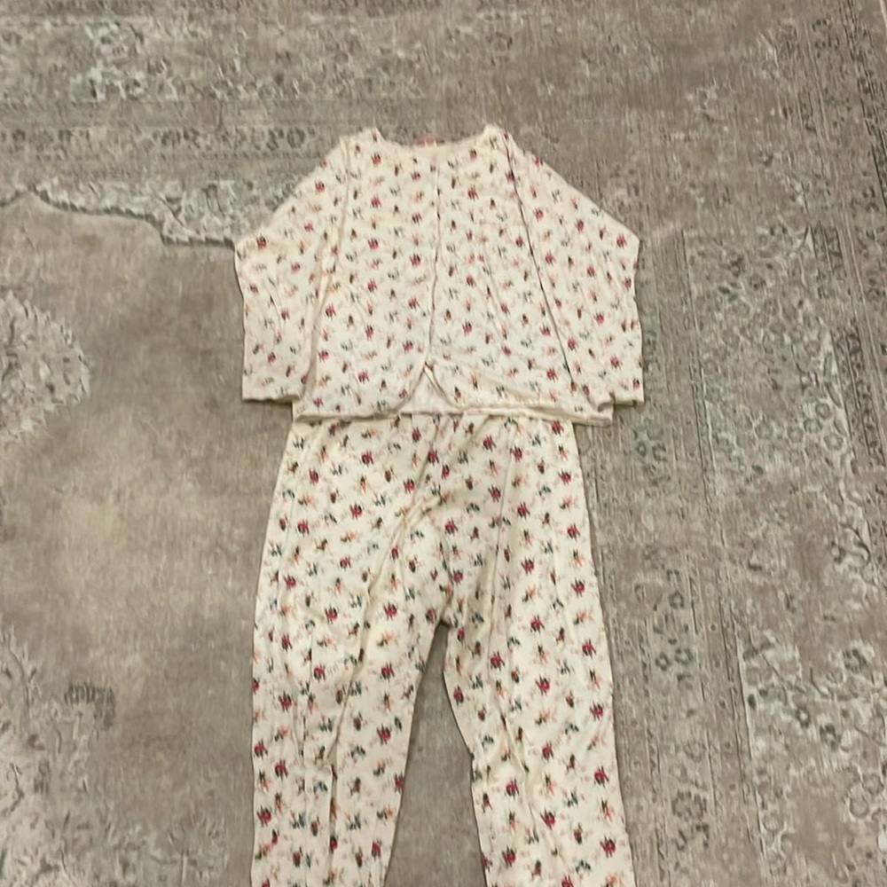 Vintage Floral Victoria’s Secret lightweight Lounge Pants Top L-XL Cotton